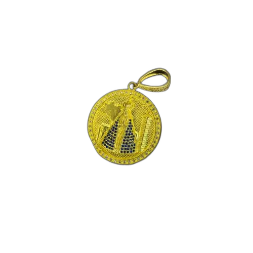 pingente Medalha santa 3D cravejada - infinity 18k