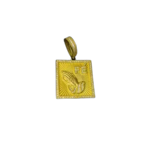 pingente placa fé cravejada - infinity 18k