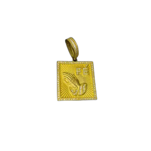 pingente placa fé cravejada - infinity 18k