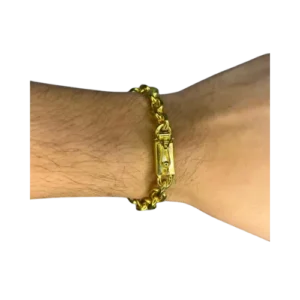 Pulseira cadeado de quina 8mm - infinity 18k